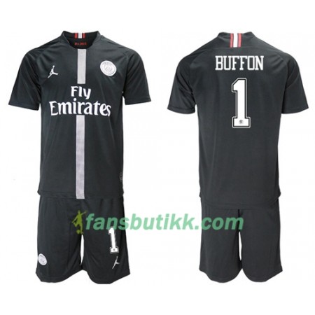 Fotballdrakt Paris Saint Germain Buffon 1 Jodan Svart Barn Tredjetrøye 2018-2019 Kortermet